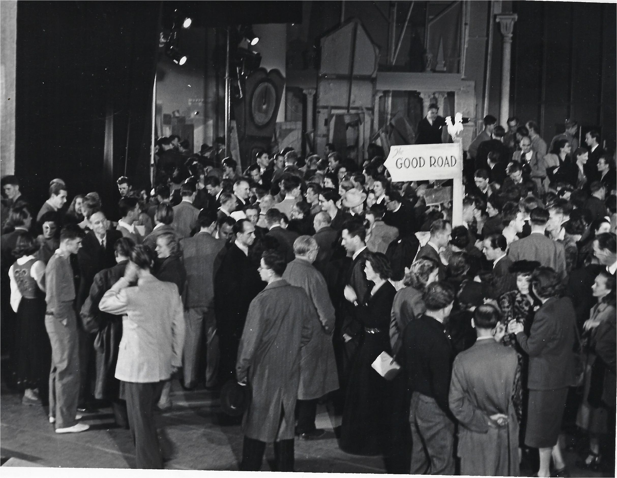 The cast of The Good Road meet the audience backstage after the show in Germany 1948