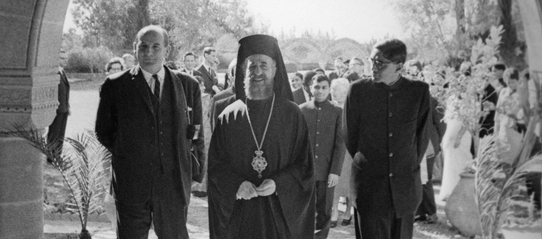 Marcel Grandy, ARchbishop Makarios, Rajmohan Gandhi in Cyprus