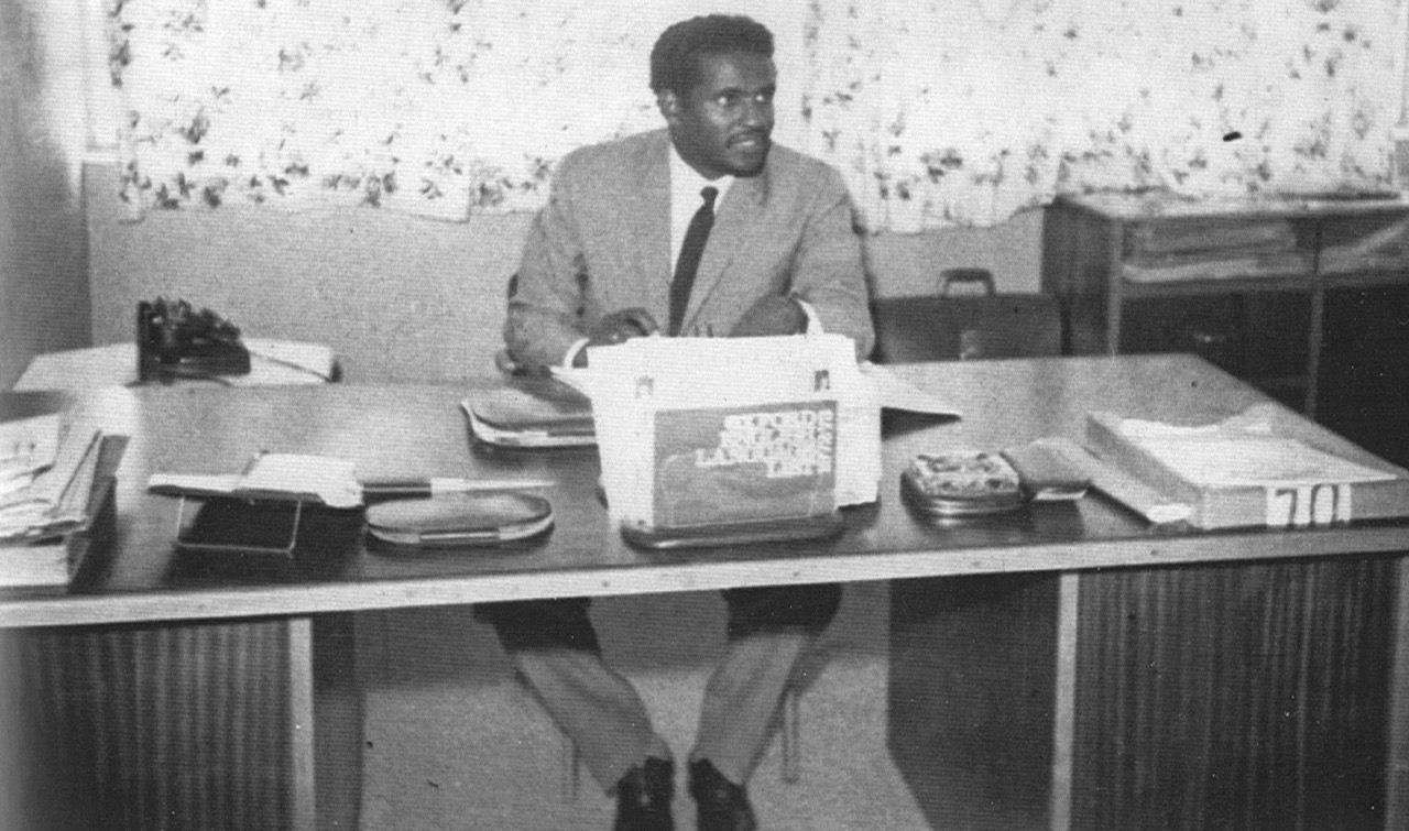 Teame Mebrahtu at his desk at Asmara teacher training institute Eritrea