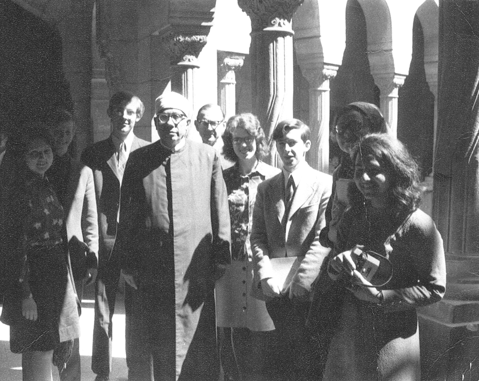BAX The first British student delegation being received by Dr Bisar, Head of Islamic Studies at Al-Azhar University, Cairo, in 1973