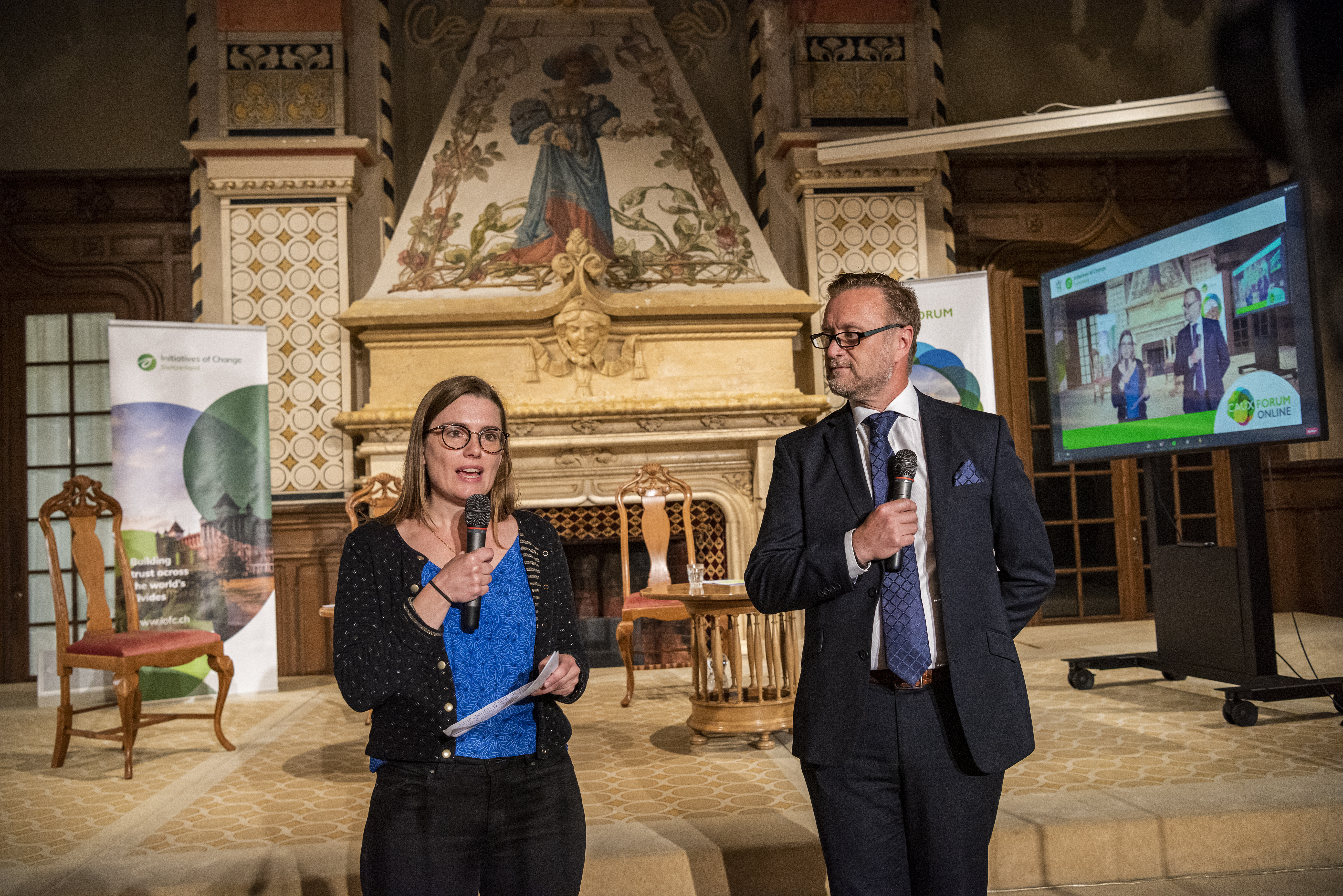 Stephanie Buri and Nick Foster Opening Ceremony Caux Forum 2021