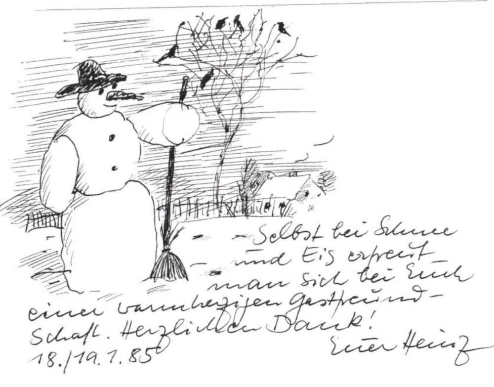 Heinz Krieg never visited the Mittags without drawing a cartoon in their visitors’ book