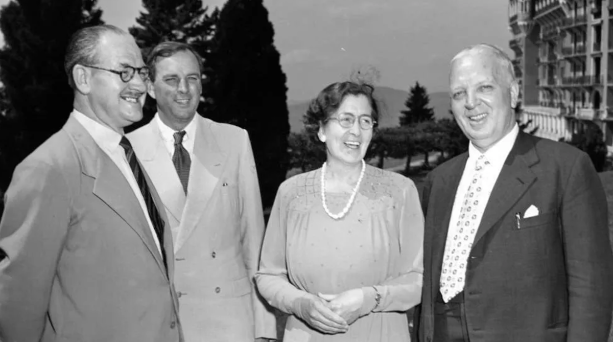 James Haworth, Kim Beazley, SAidie Patterson, John MacGovern, Caux 1954