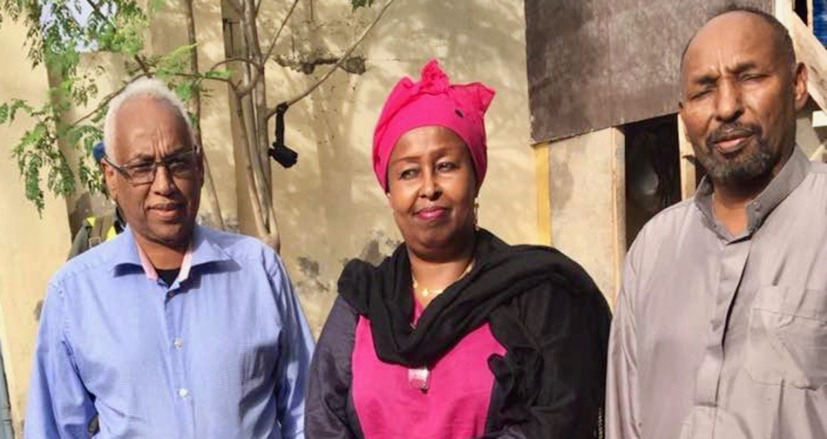 Egal, Mohamud with Khadija Mohamed, Somali Minister of Youth and Sports, during their campaign 2019