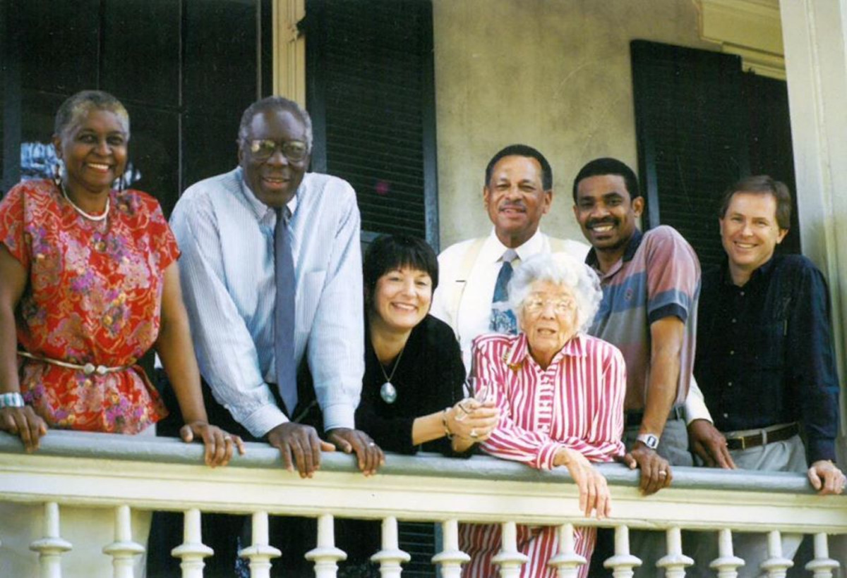 Hope in the Cities team at Caux: l to r: Audrey Burton, Collie Burton, Cricket White, Walter Kennedy, Cleiland Donnan, Tee Turner, Rob Corcoran (photo Karen Greisdorf)