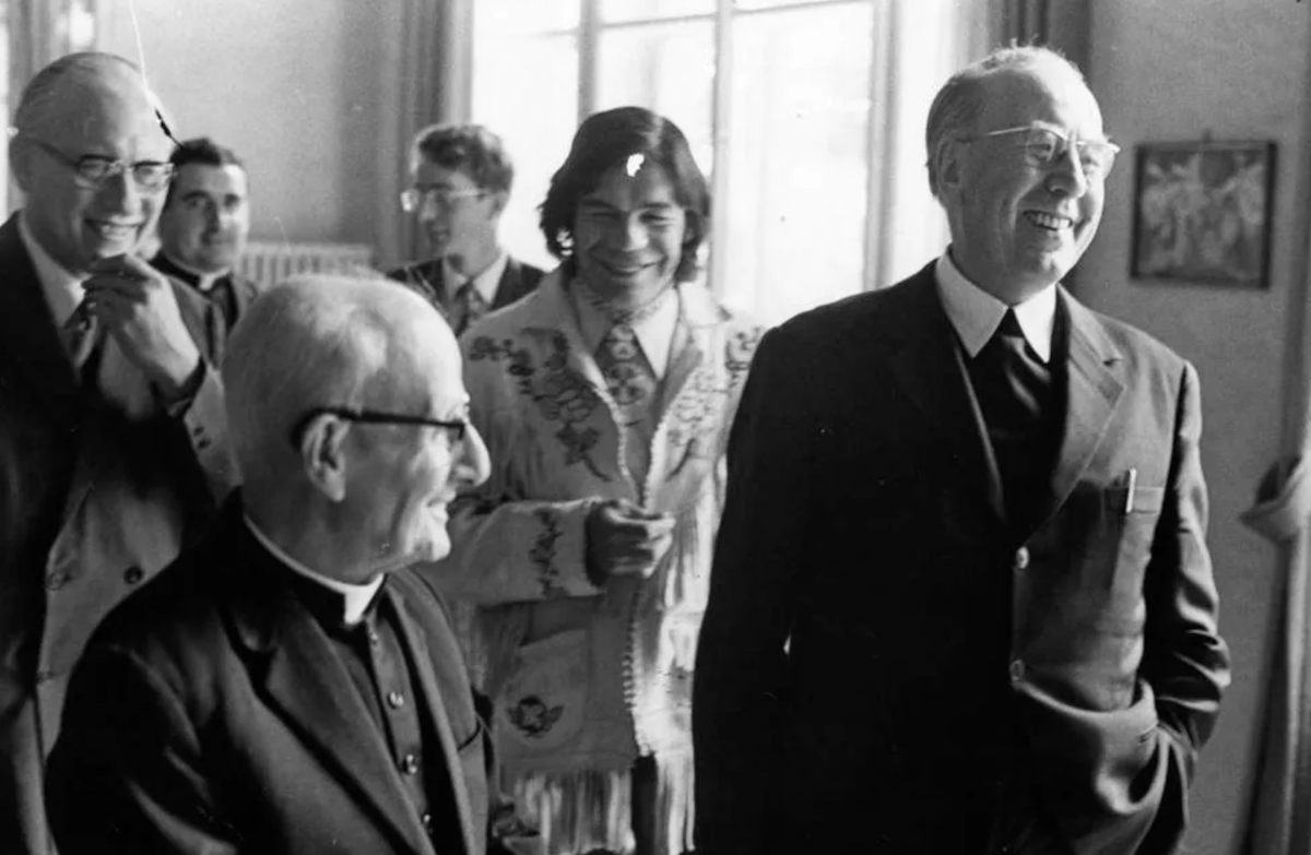 Father Bots, Michael Gonzi, Don Cardinal, Franz König 1973 in Caux, credit: Danielle Maillefer