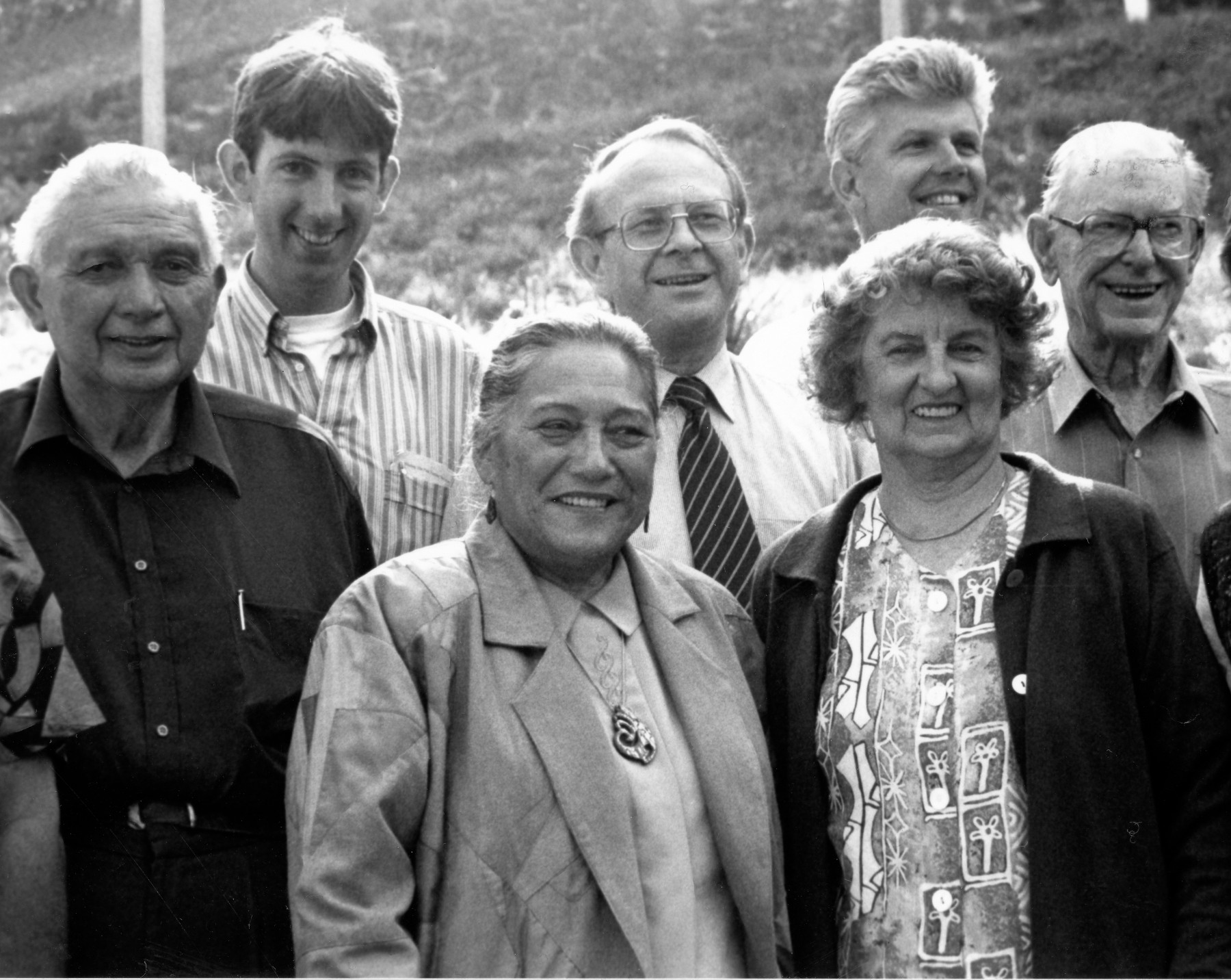 left to right: Maori Queen husband, Maori Queen, Rosa Birch. Behind the queen, Campbell Leggat, author of the story.