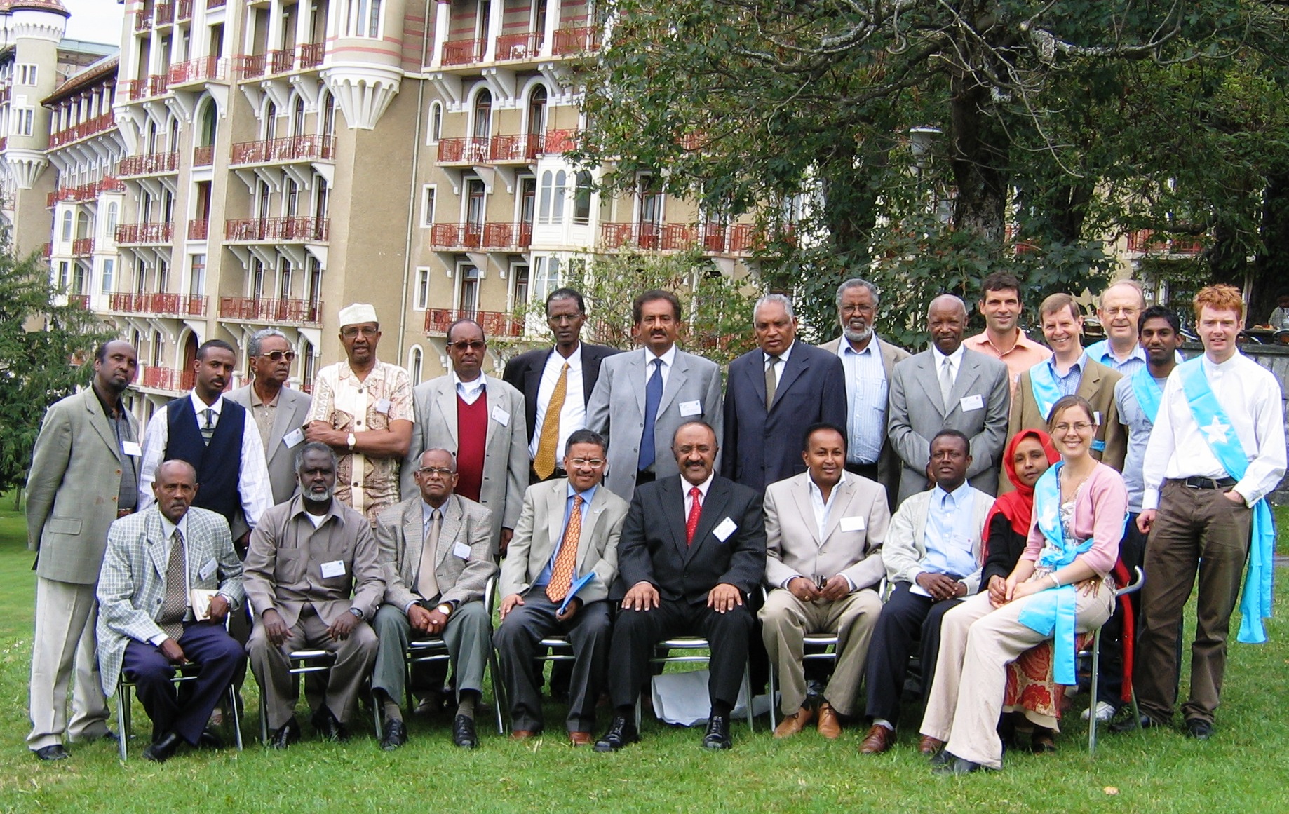 1	Somali delegation at Caux in August 2005 – back row: Omar Salad Elmi (fifth from left), Mohamed Abukar Haji Omar (eighth from right), Osman Jama Ali (sixth from right); Front row: Dr Ahmed Sharif Abbas (fifth from left)