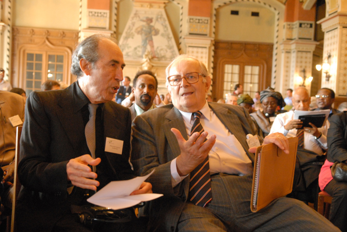 Mohamed Sahnoun with Cornelio Sommaruga, Caux Forum for Human Security 2011