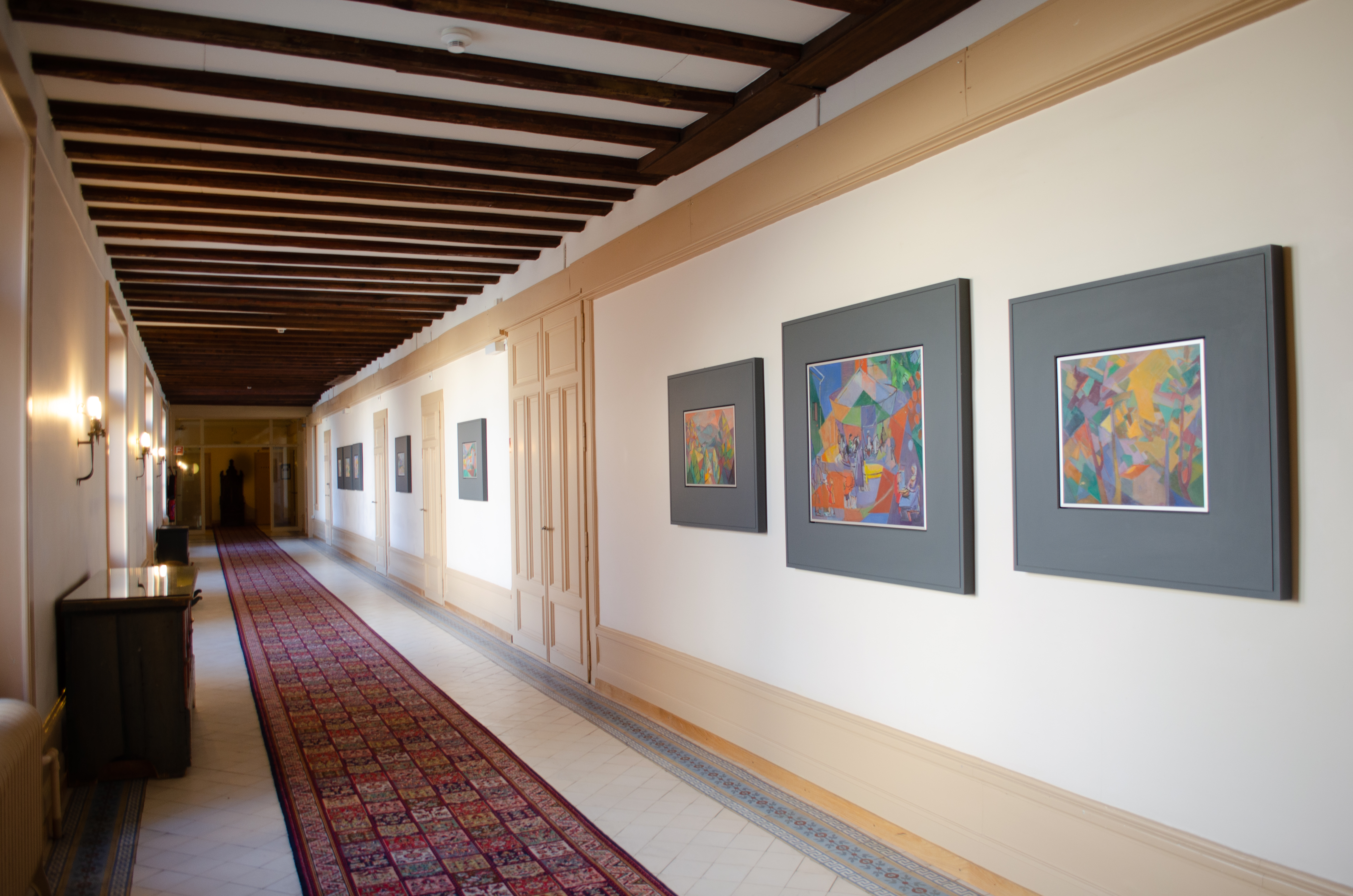 Jeanne Sigg paintings corridor 5th floor Caux Palace