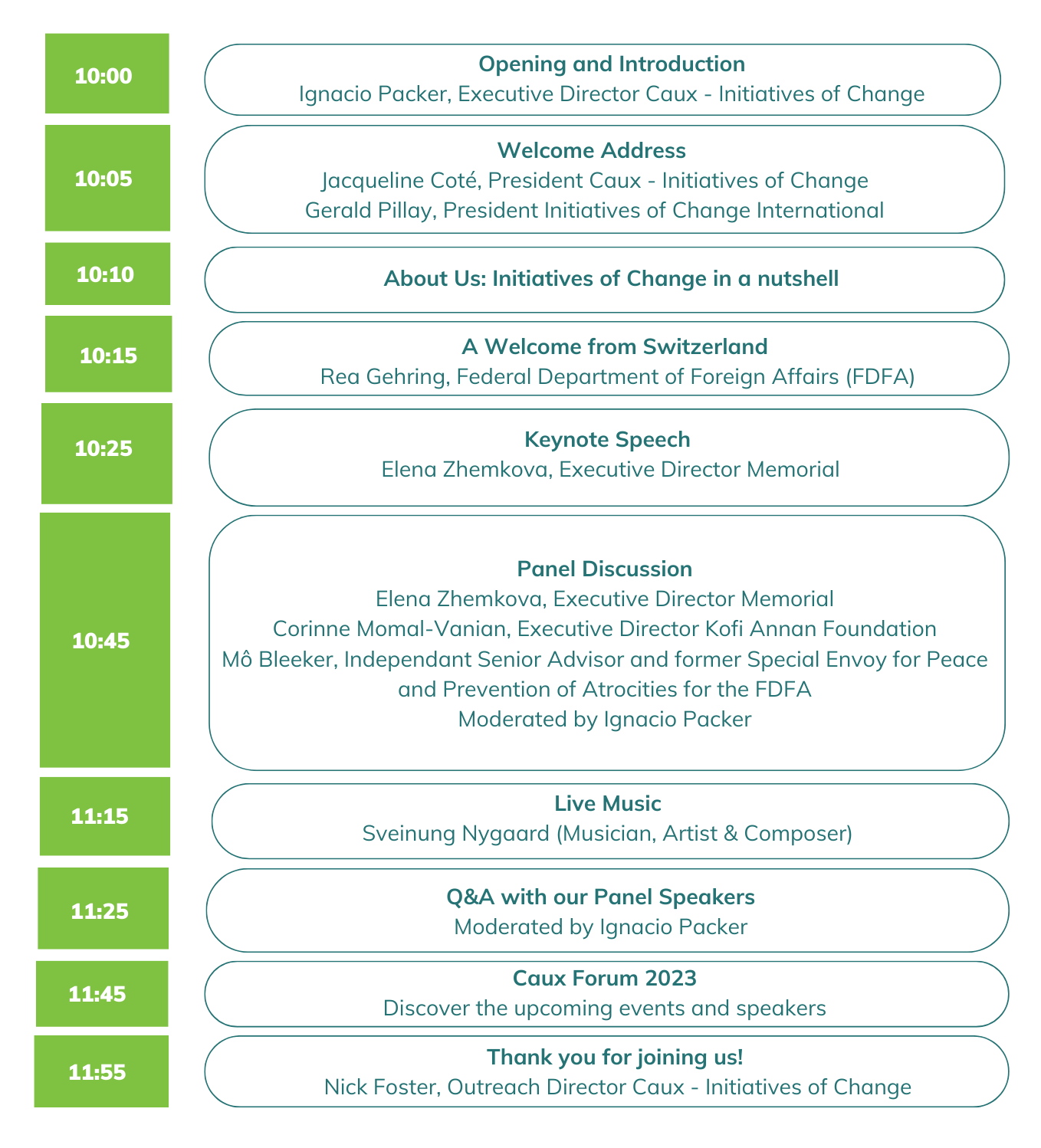 Caux Forum 2023 Opening Ceremony programme EN