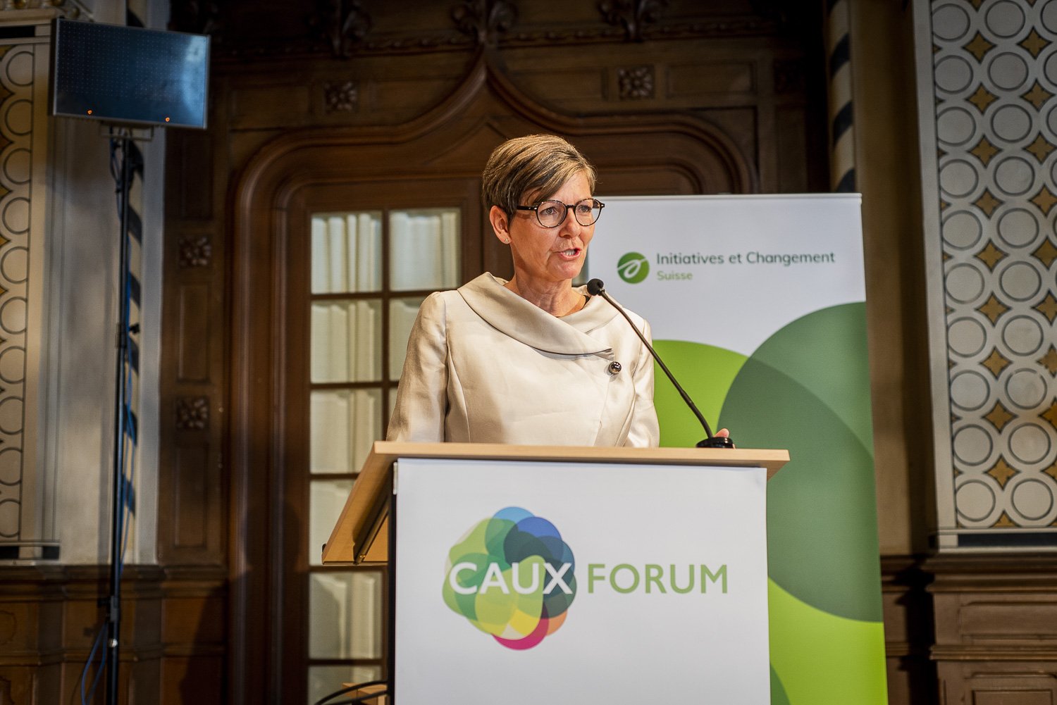 Barbara Hintermann speaking at the 2019 Caux Forum