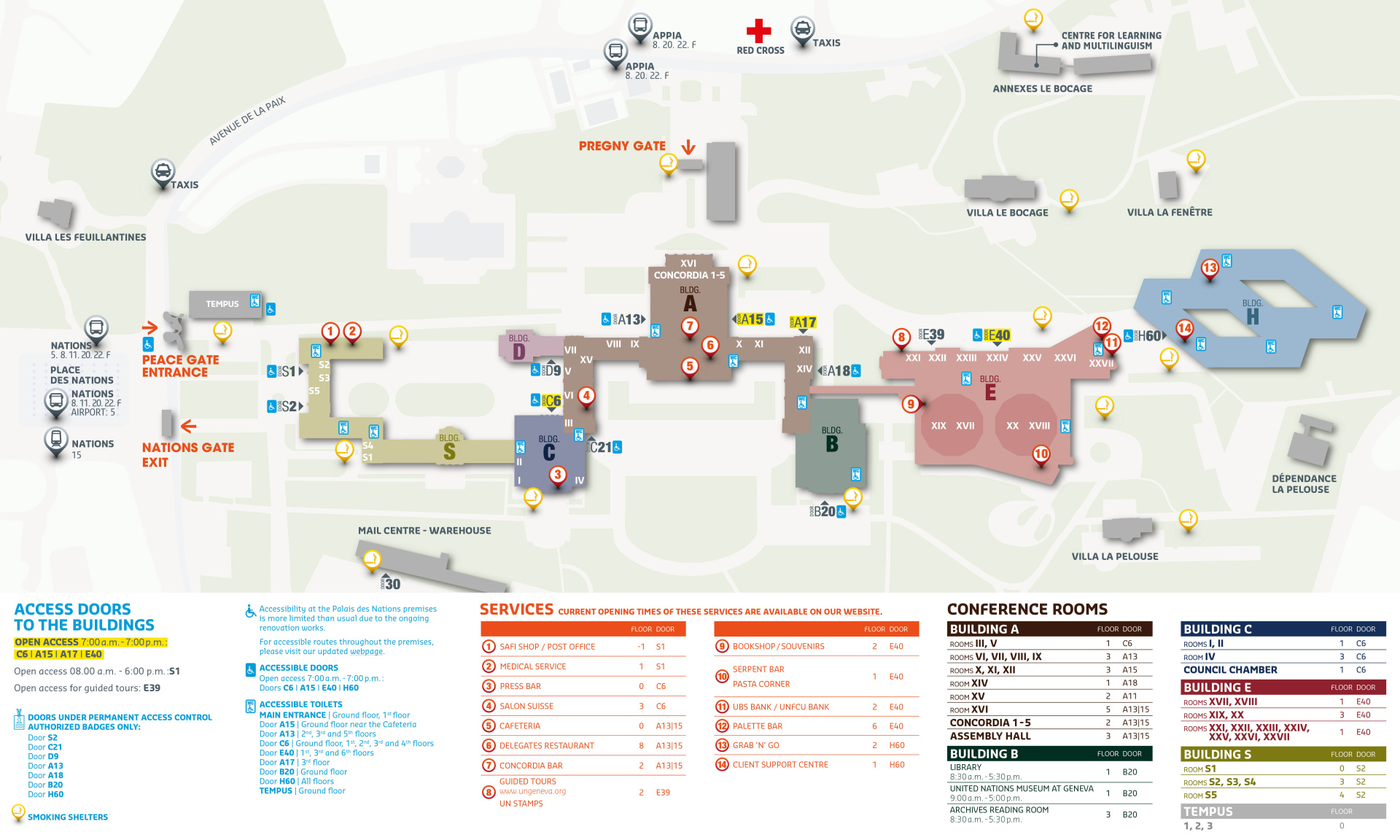 Map of the United Nations in Geneva