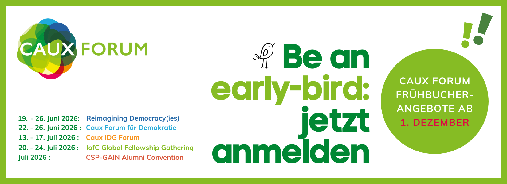 Caux Forum 2026 Early bird general banner DE