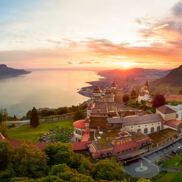 square Caux Palace drone