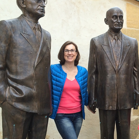 Victoria Martin de la Torres Photo with De Gasperi and Schuman, at the house/ museum of Schuman in Scy-Chazelles (France)